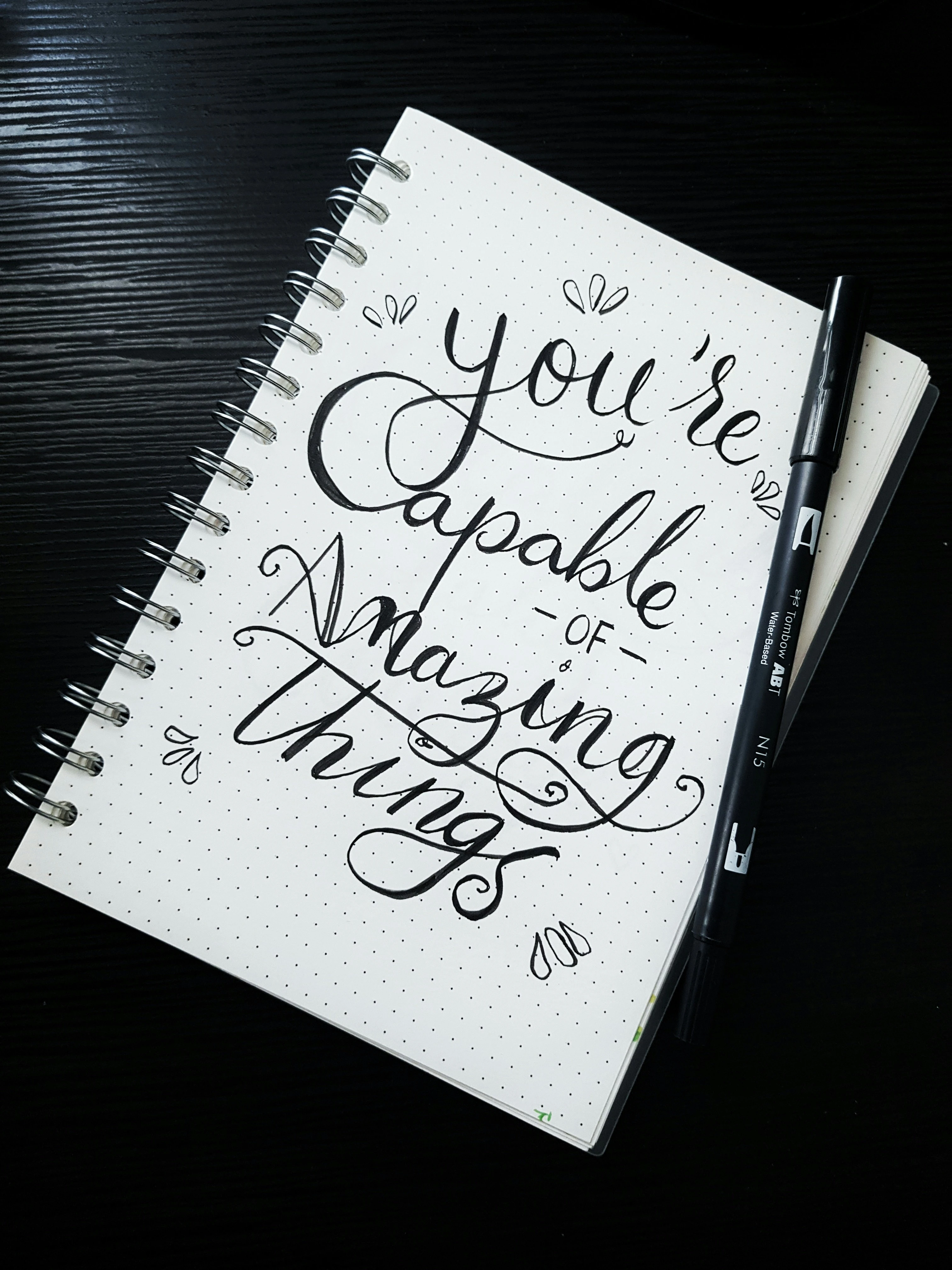 notebook with handwritten message of encouragement